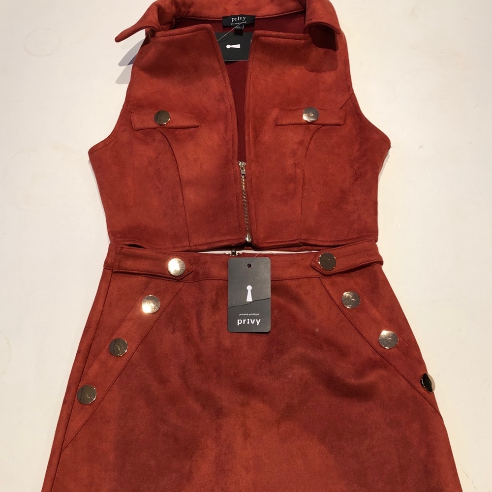 Two Piece Suede Skirt & Top